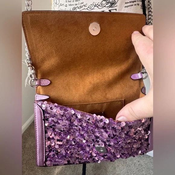 Coach leather purple sequin handbag - Picture 14 of 16